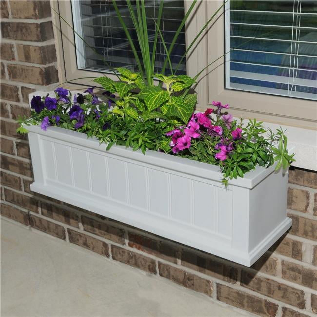 Mayne Cape Cod 36" x 11" x 10.8" Rectangle White Self-Watering Polyethylene Window Box Planter