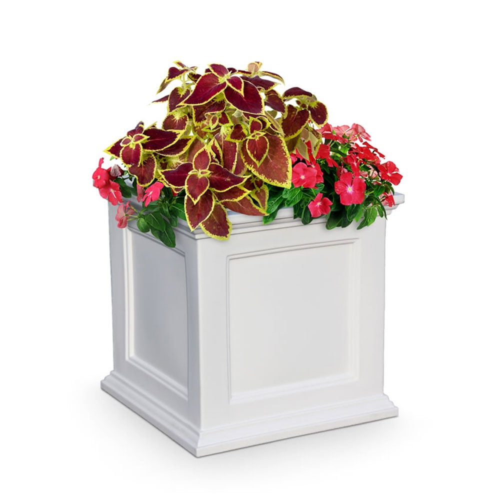 Mayne Fairfield 20" x 20" x 20" Square White Self Watering Plastic Planter