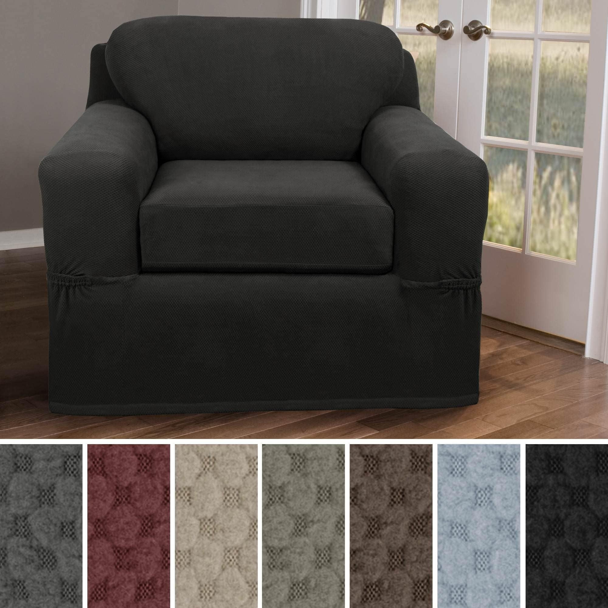 Maytex  Stretch Pixel Chair 2 Piece Furniture / Slipcover Charcoal 42-43" wide, 38"deep, 34" high