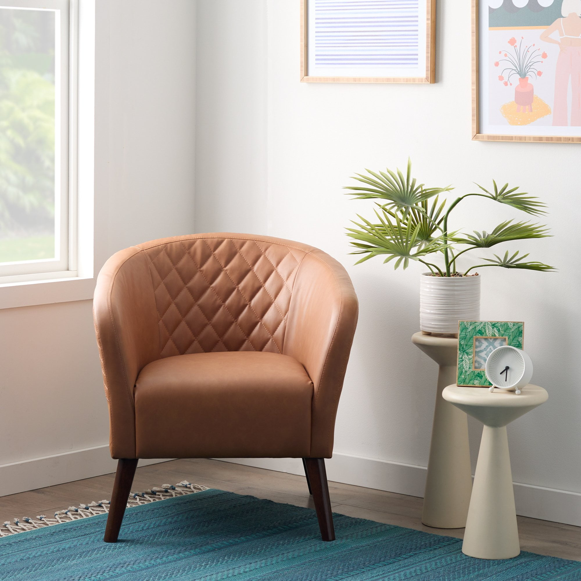 Mayview Upholstered Club Chair, Camel Faux Leather