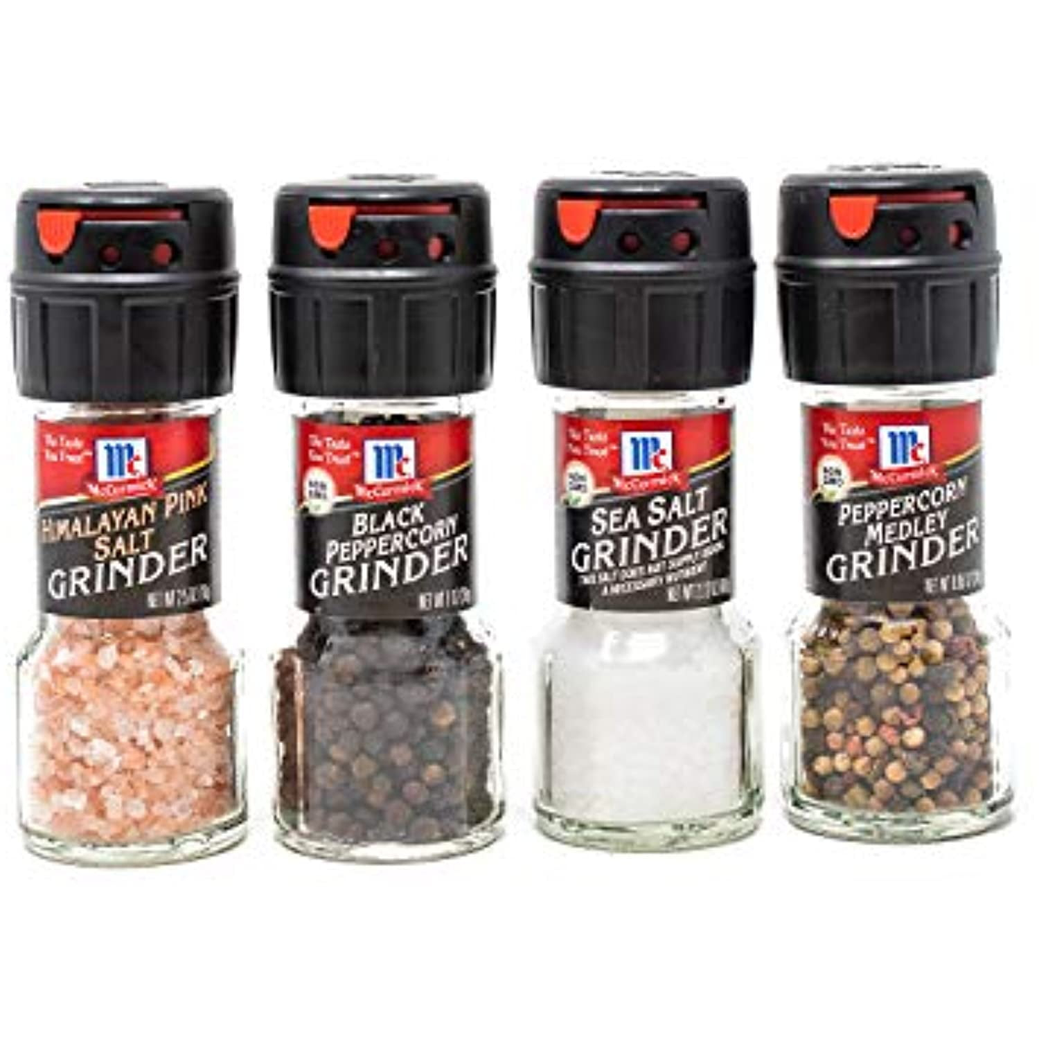 Mccormick Salt & Pepper Grinder Variety Pack (Himalayan Pink Salt, Sea Salt, Black Peppercorn, Peppercorn Medley), 0.05 Lb