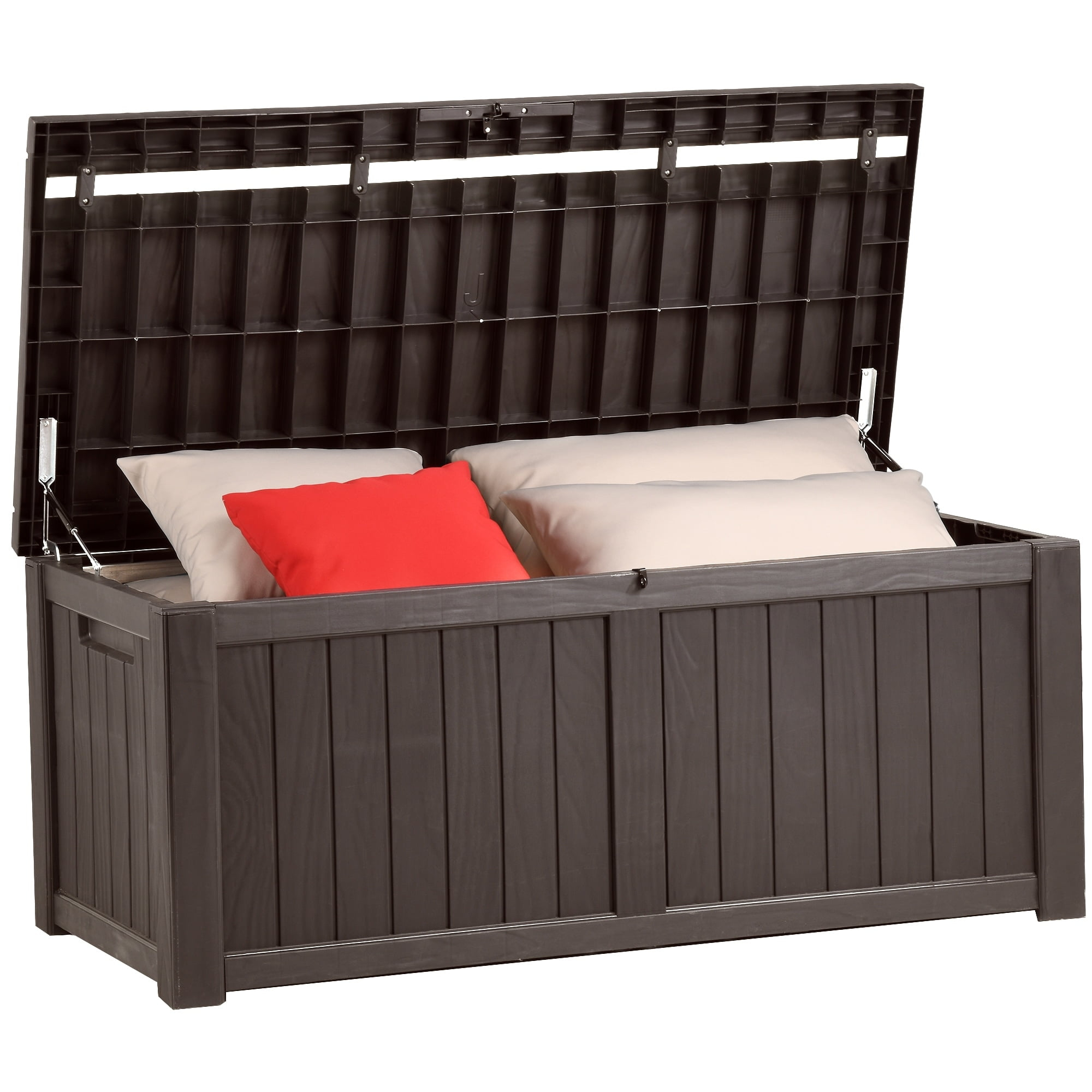 Mcferran's Inc 90-230 Gallons Large Resin Water Resistant Lockable Deck Box 120 Gallons - Brown
