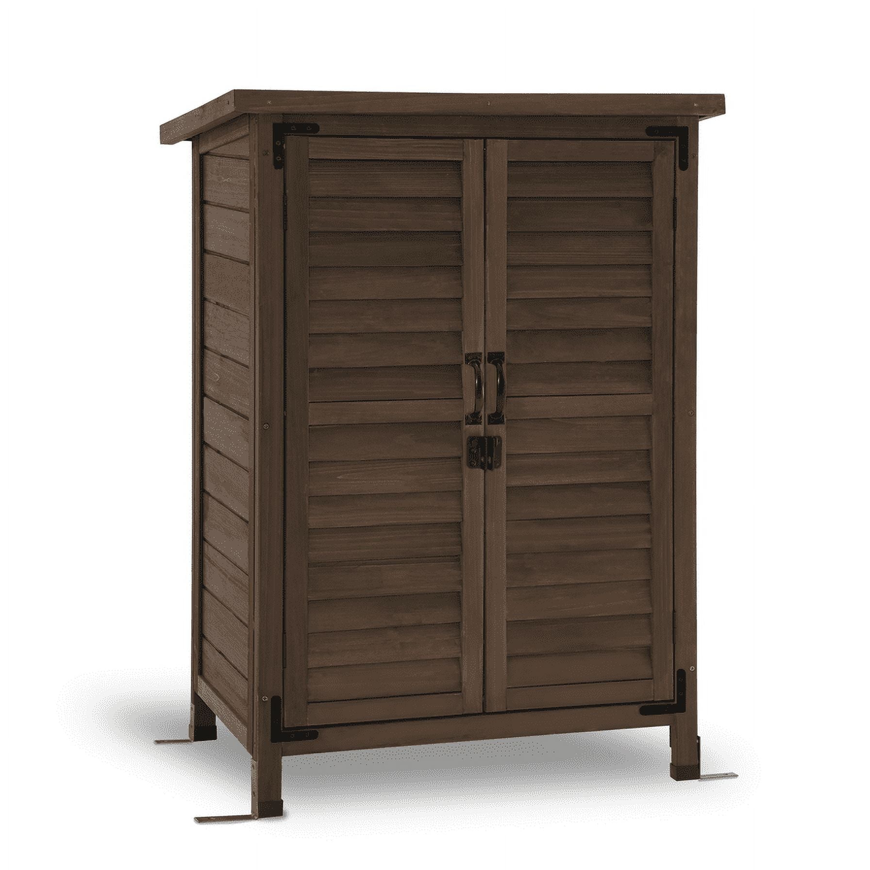 Mcombo Outdoor Wood Storage Cabinet, Small Size Garden Wooden Tool Shed with Double Doors 0985