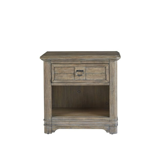 Meadowbrook Beige Antique Sand Wood One Drawer Farmhouse Nightstand