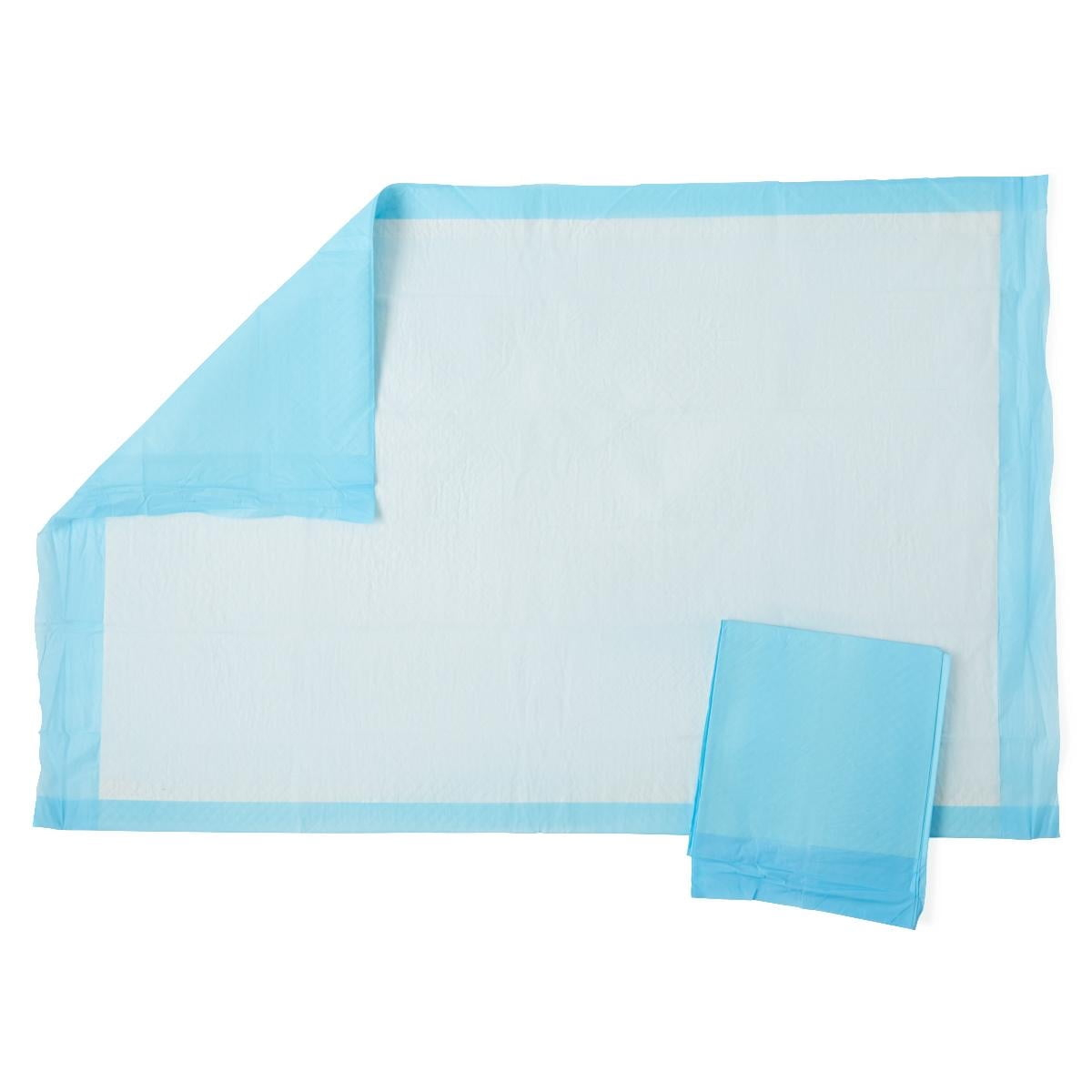 Medline Quilted Basic Disposable Blue Underpad, For Incontinence, Furniture Protection or Pet Pads, 23" X 36", Blue, 150 Count