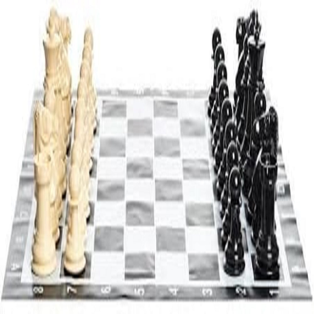 MegaChess 8" Tall Oversized Chess Set with Vinyl Roll-up Board