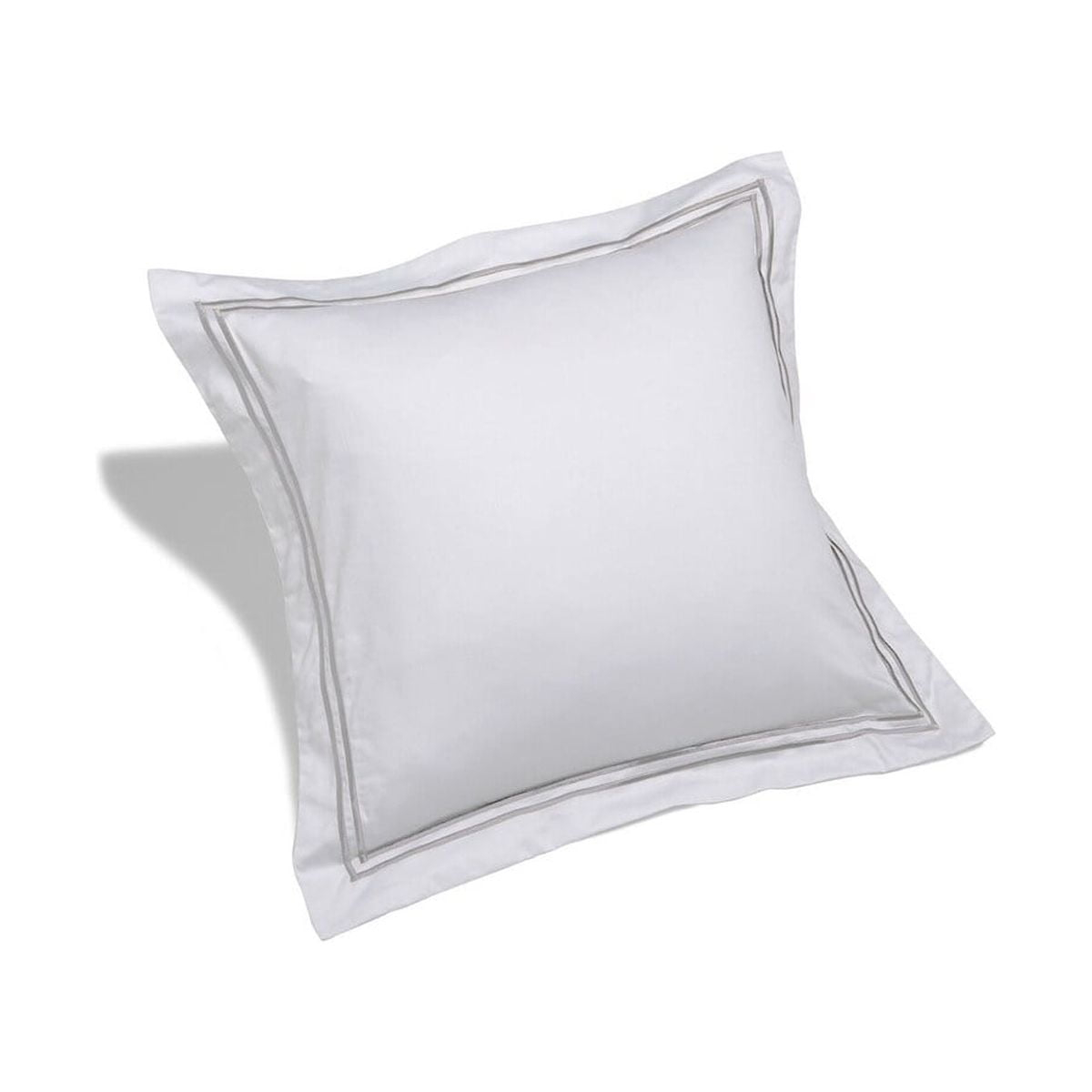 Melange Home 600 Thread Count Cotton 2 Stripe Embroidered Sham Cover Set Grey