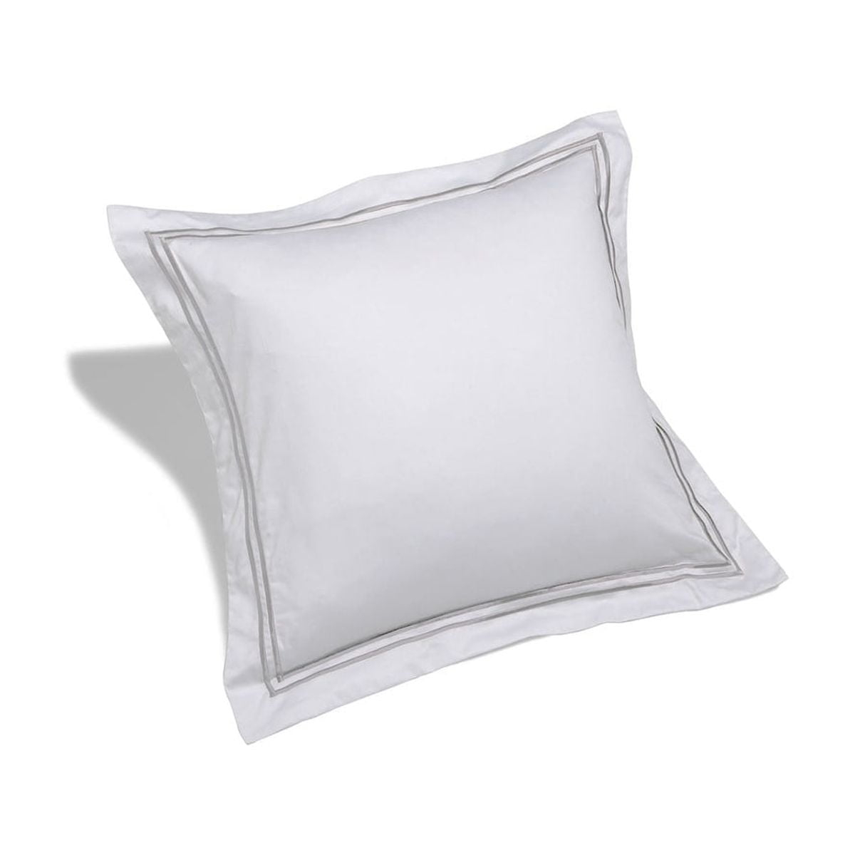 Melange Home 600 Thread Count Cotton 2 Stripe Embroidered Sham Cover Set Grey