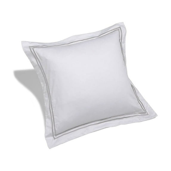 Melange Home 600 Thread Count Cotton 2 Stripe Embroidered Sham Cover Set Grey