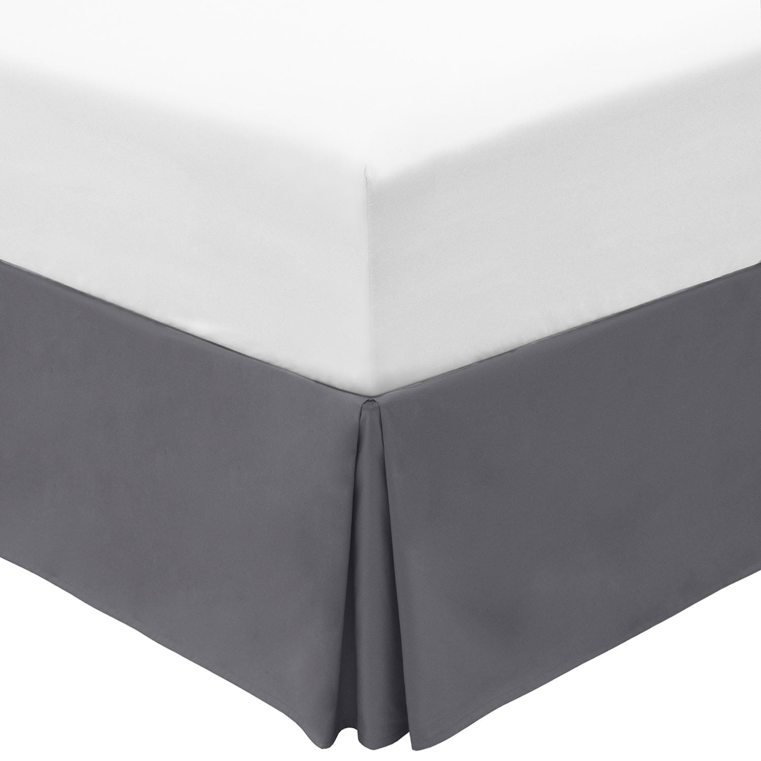 Mellanni Iconic Collection Pleated Microfiber Bed Skirt 15" Drop, King, Gray