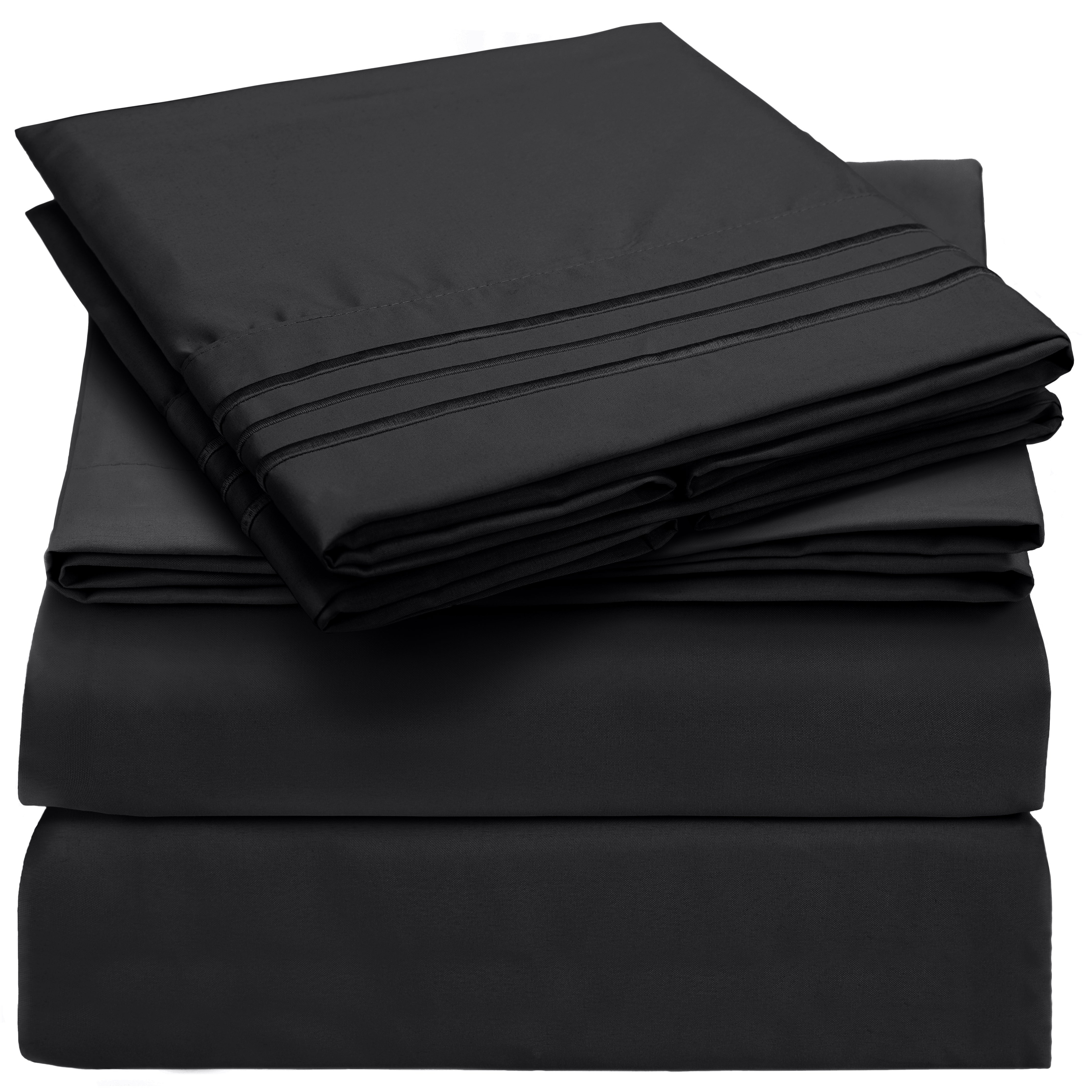 Mellanni Iconic Sheet Set Brushed Microfiber, Extra Deep Pocket, 4 Piece Queen, Black