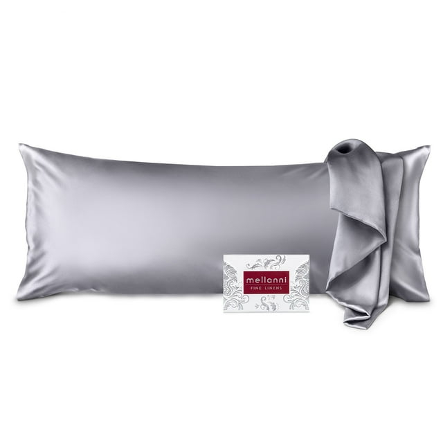 Mellanni Mulberry Silk Collection 19 Momme Light Gray Silk Pillowcase, Body 20"x54"