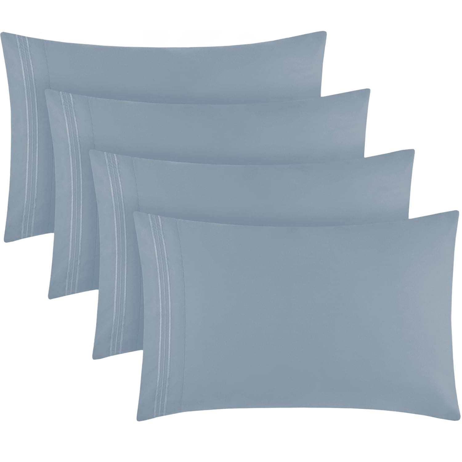 Mellanni Pillowcases 4 Pack, Envelope Closure, Microfiber, Standard / Queen 20"x30", Blue Hydrangea