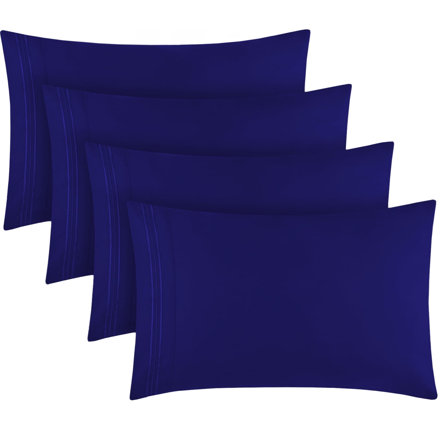 Mellanni Pillowcases 4 Pack, Envelope Closure Soft Microfiber, Standard / Queen 20"x30", Royal Blue