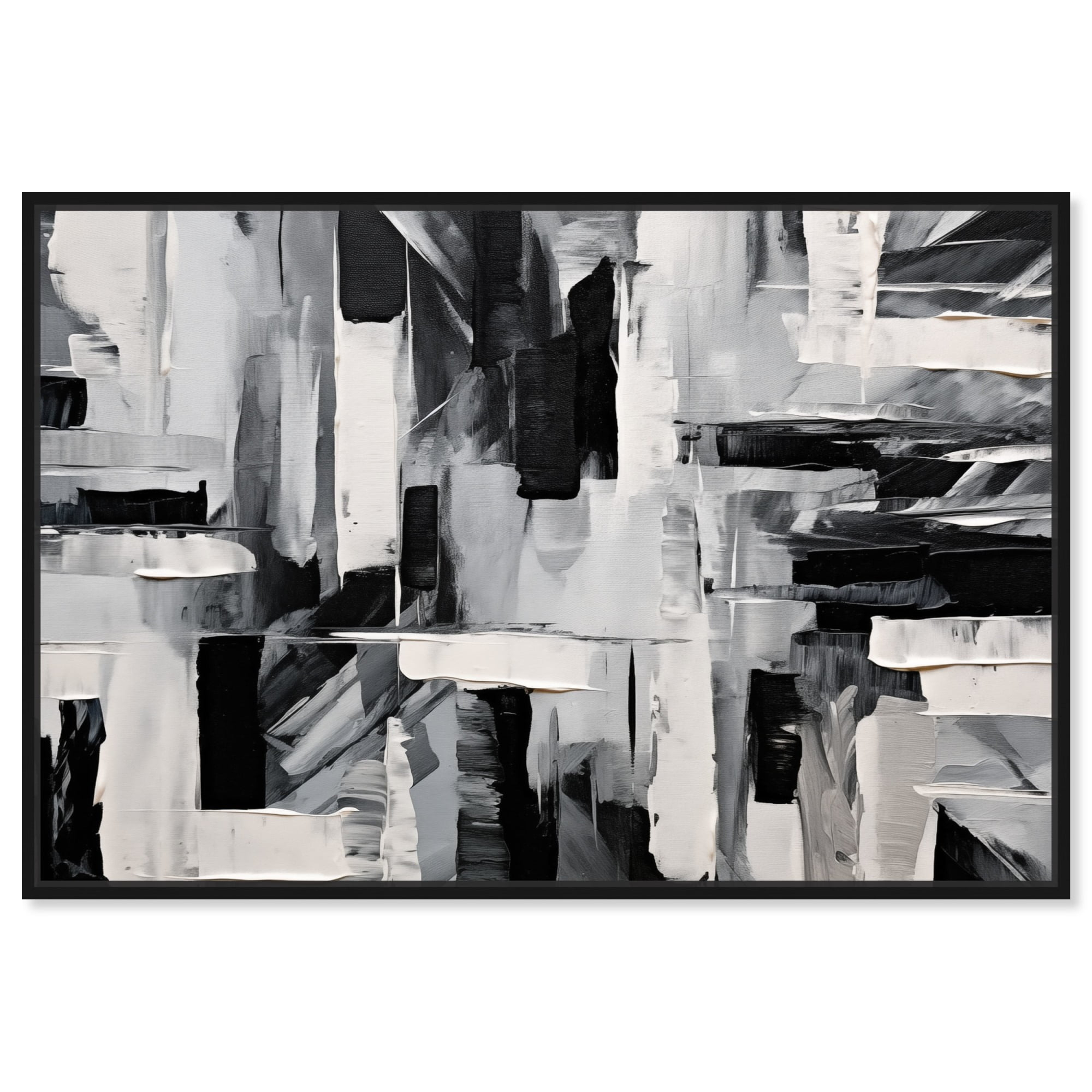 Melosa Canvas Modern Black White Abstract Wall Art by Art Remedy, Black Frame, 30" x 20"