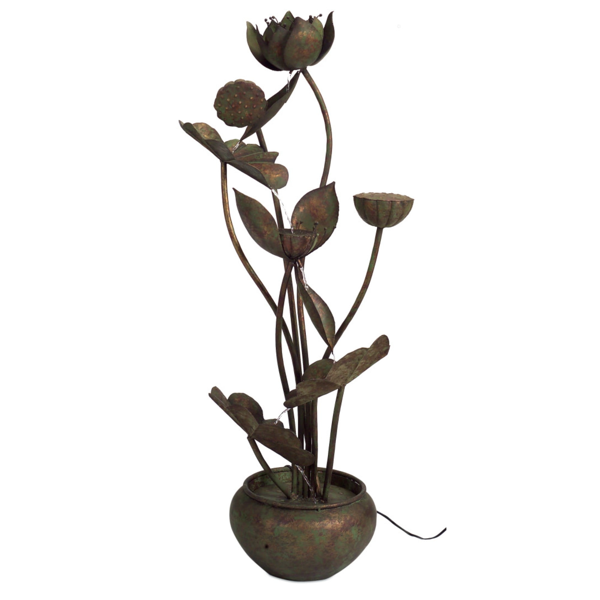 Melrose 48” Rustic Bronze Colored Indoor Cascading Flower and Leaf Water Fountain