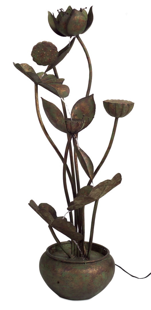 Melrose 48” Rustic Bronze Colored Indoor Cascading Flower and Leaf Water Fountain