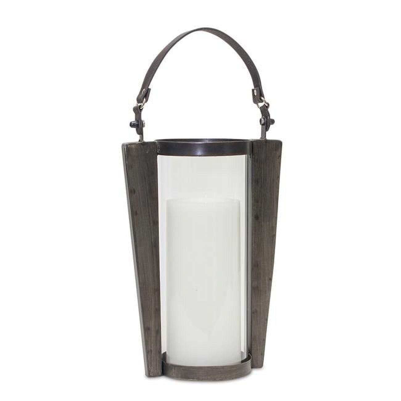 Melrose International 82010DS 18 x 8.5 in. Iron & Glass Candle Holder - Brown, Black & Glass