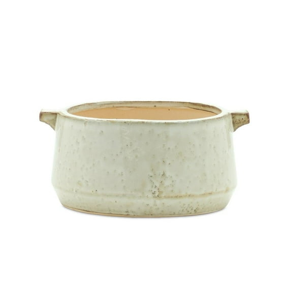 Rustic Ivory Terracotta Planter with Handles 8"x6"