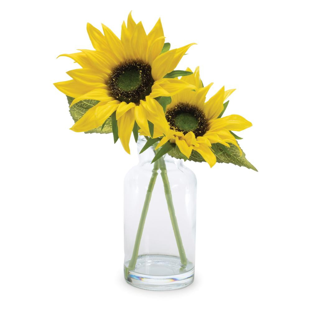 Melrose International LLC Sunflower in Vase (Set of 2) 12"H Polyester/Glass