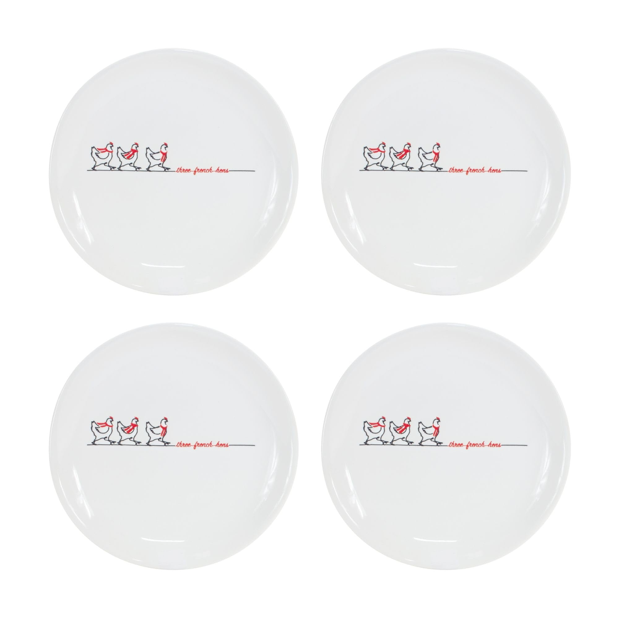 Melrose Set of 4 "Three French Hens" Plates 6.5"