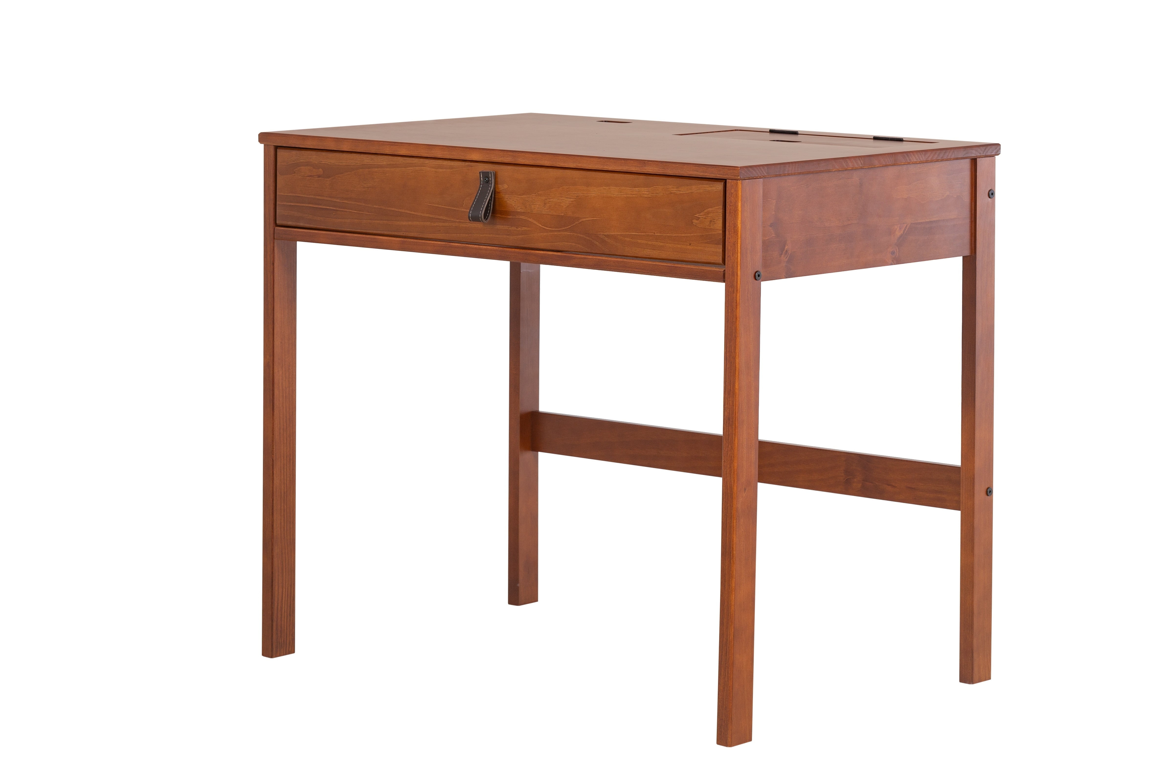 Memomad Bali Modern Home Office Desk with Drawer and Smart Storage for All Ages (35in Width, Caramel Brown Wood)