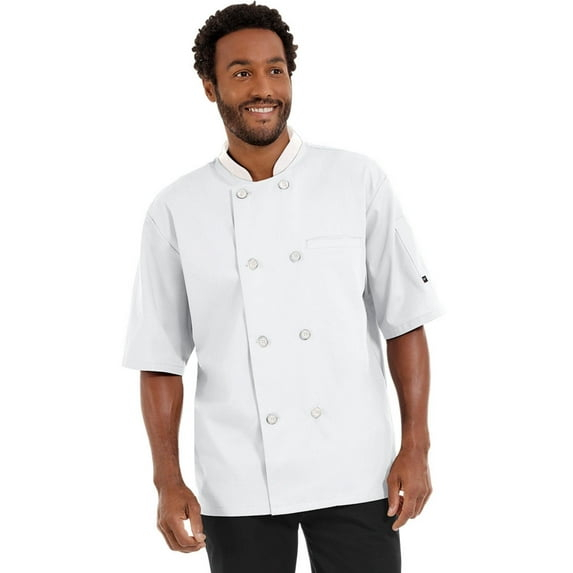Men's White Short Sleeve Button Chef Coat