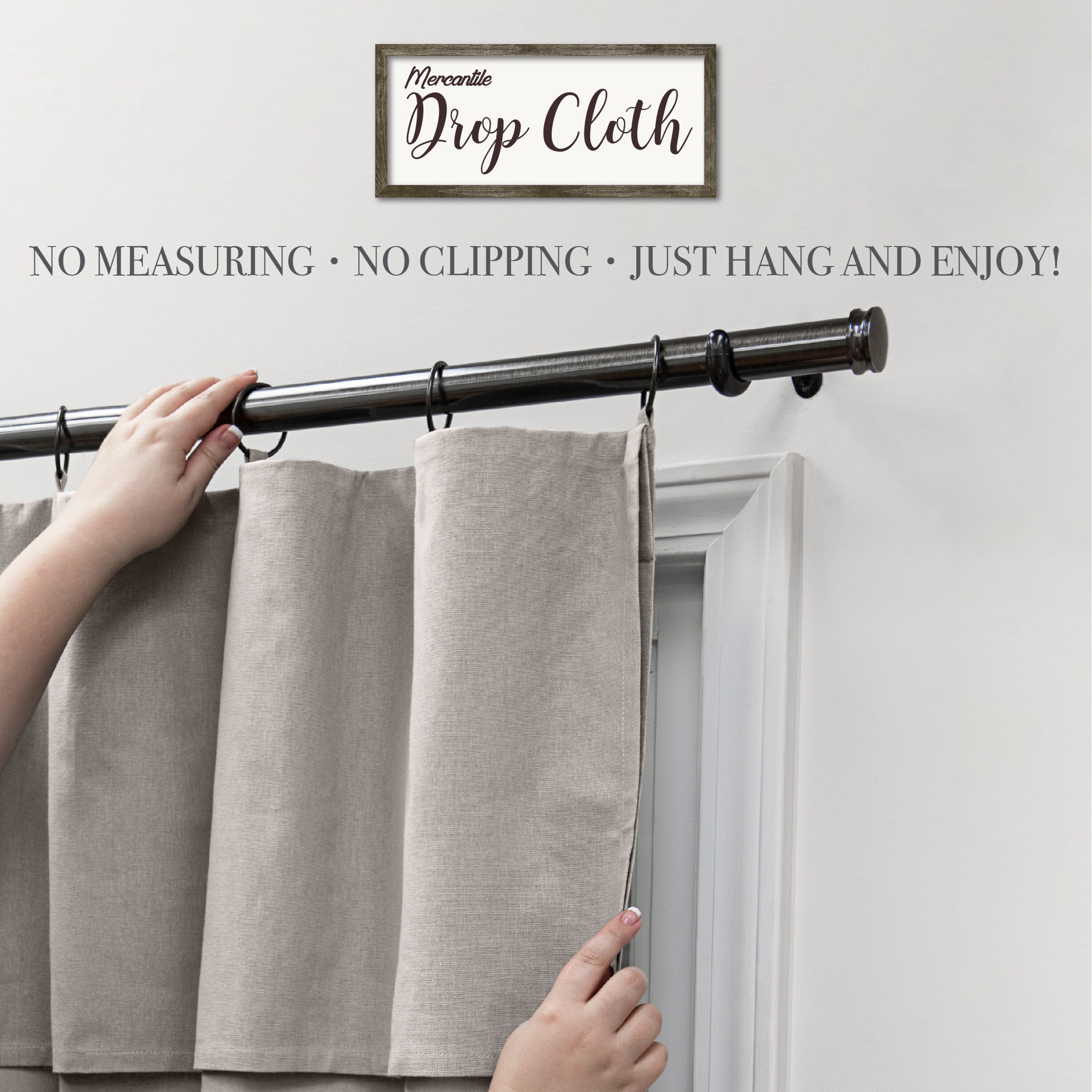 Mercantile Drop Cloth Light Filtering Ring Top Tab Farmhouse Curtain Panel with Valance Wave Blue 84 Inches