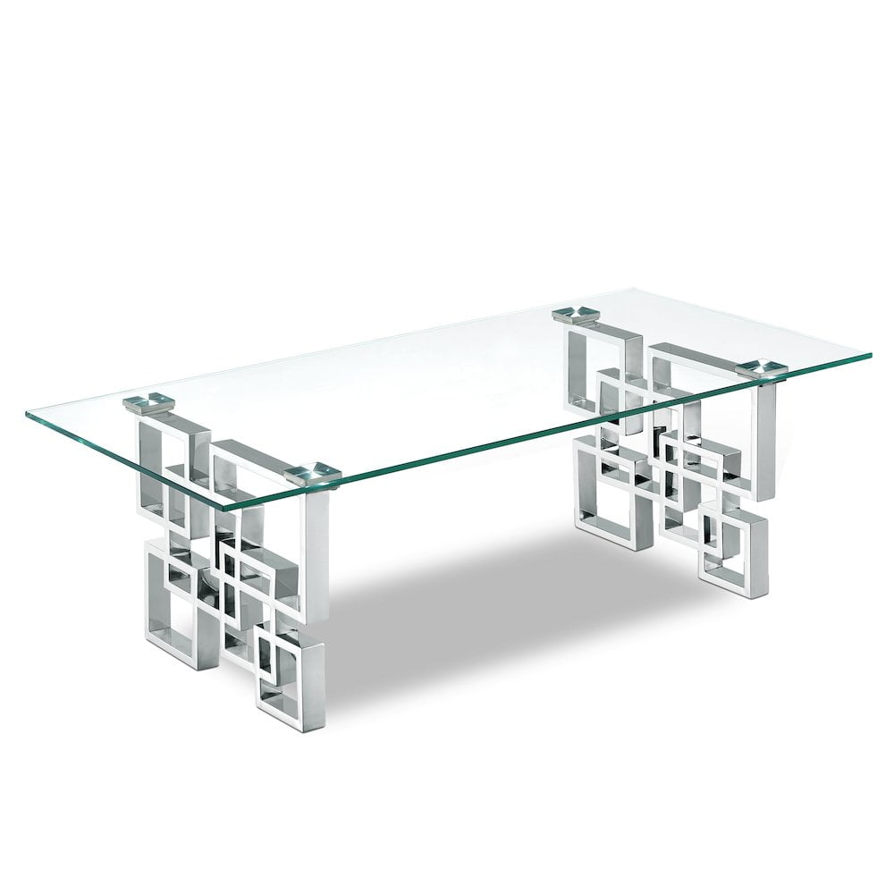 Meridian Furniture Alexis Glass Top Coffee Table with Durable Chrome Base