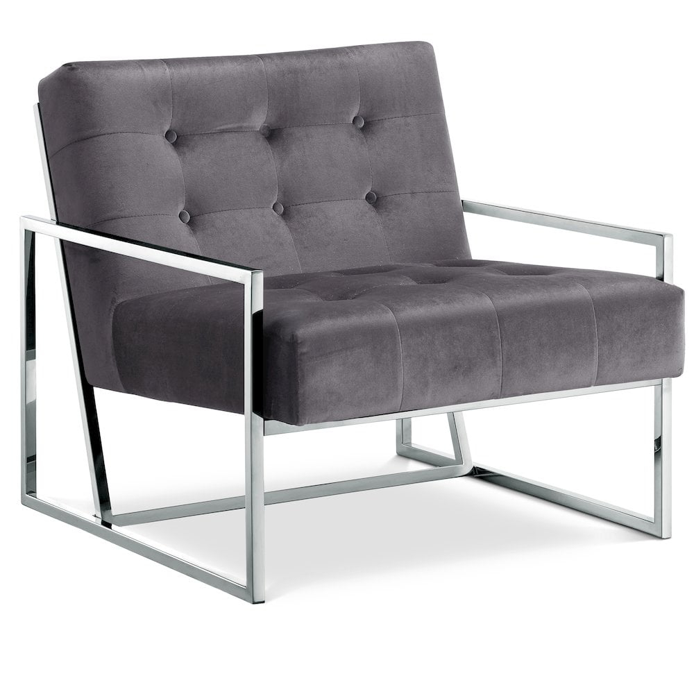 Meridian Furniture Alexis Gray Velvet Accent Chair