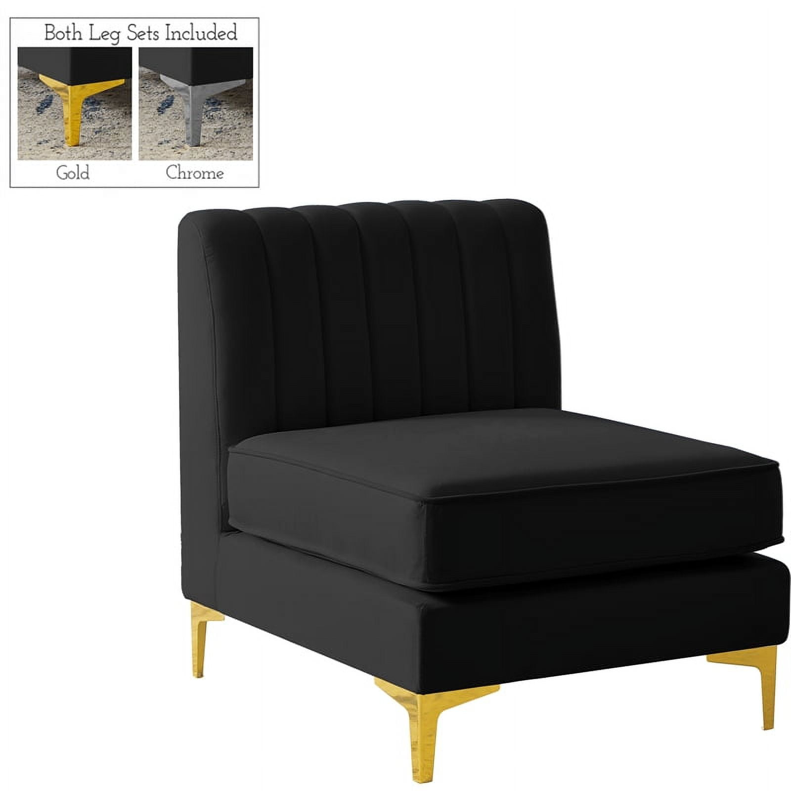 Meridian Furniture Alina Black Velvet Armless Chair