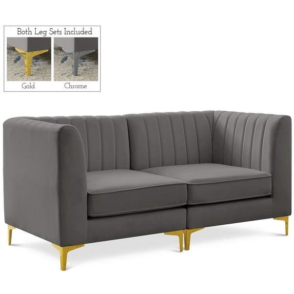 Meridian Furniture Alina Grey Velvet Modular Sofa