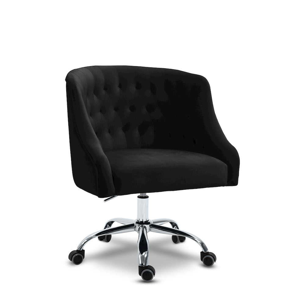 Meridian Furniture Arden Swivel Adjustable Black Velvet and Chrome Office Chair