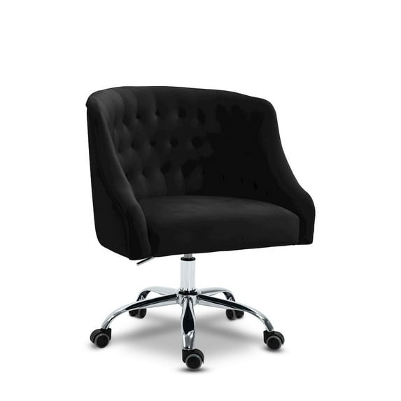 Meridian Furniture Arden Swivel Adjustable Black Velvet and Chrome Office Chair