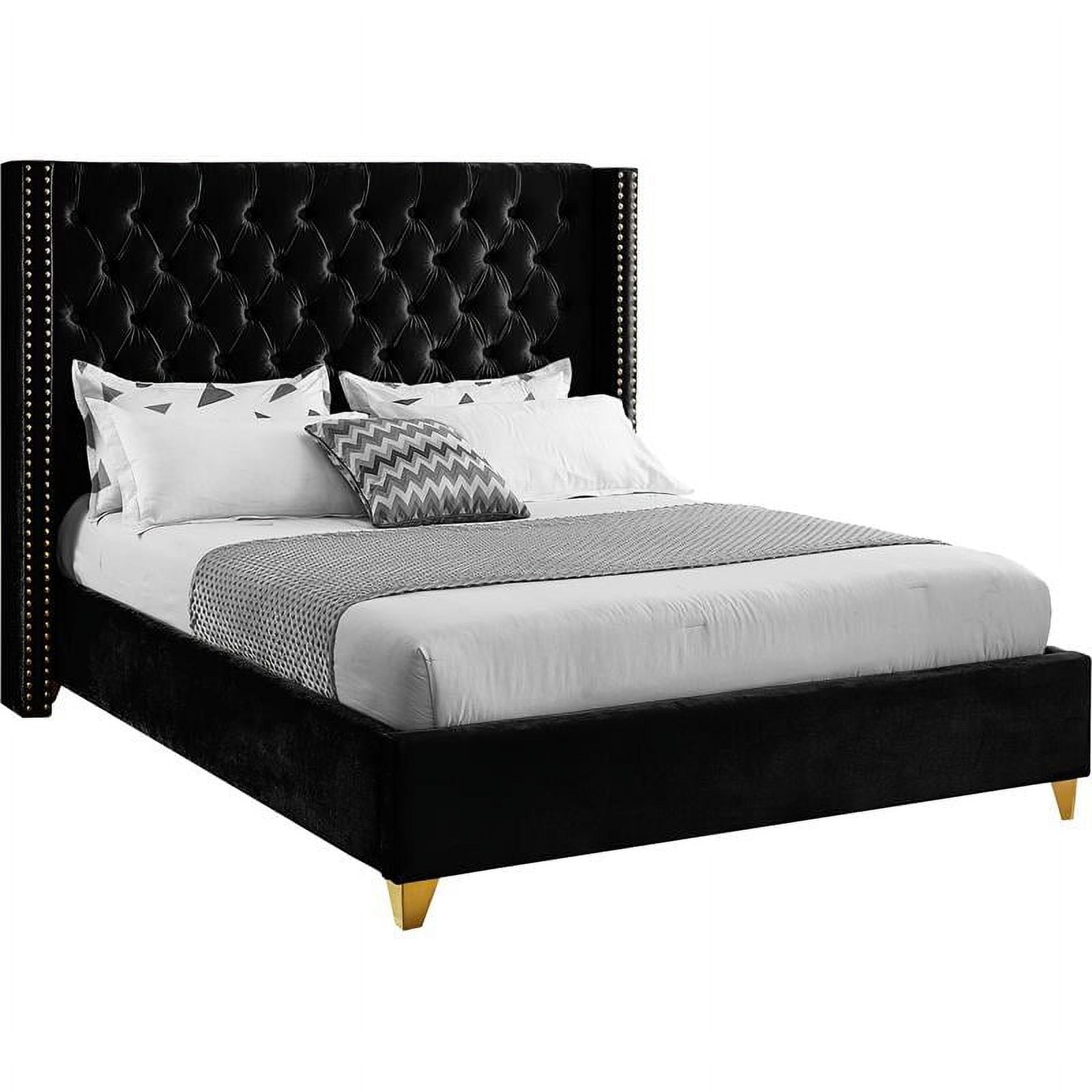 Meridian Furniture Barolo Black Velvet Queen Bed