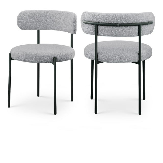 Meridian Furniture Beacon Silla de Comedor de Tela Boucle Gris