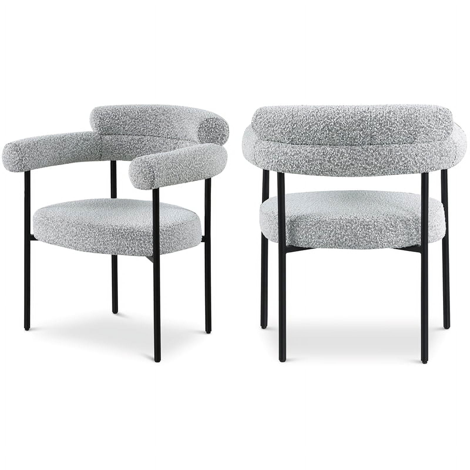 Meridian Furniture Blake Grey Boucle Fabric Dining Chair Set of 2