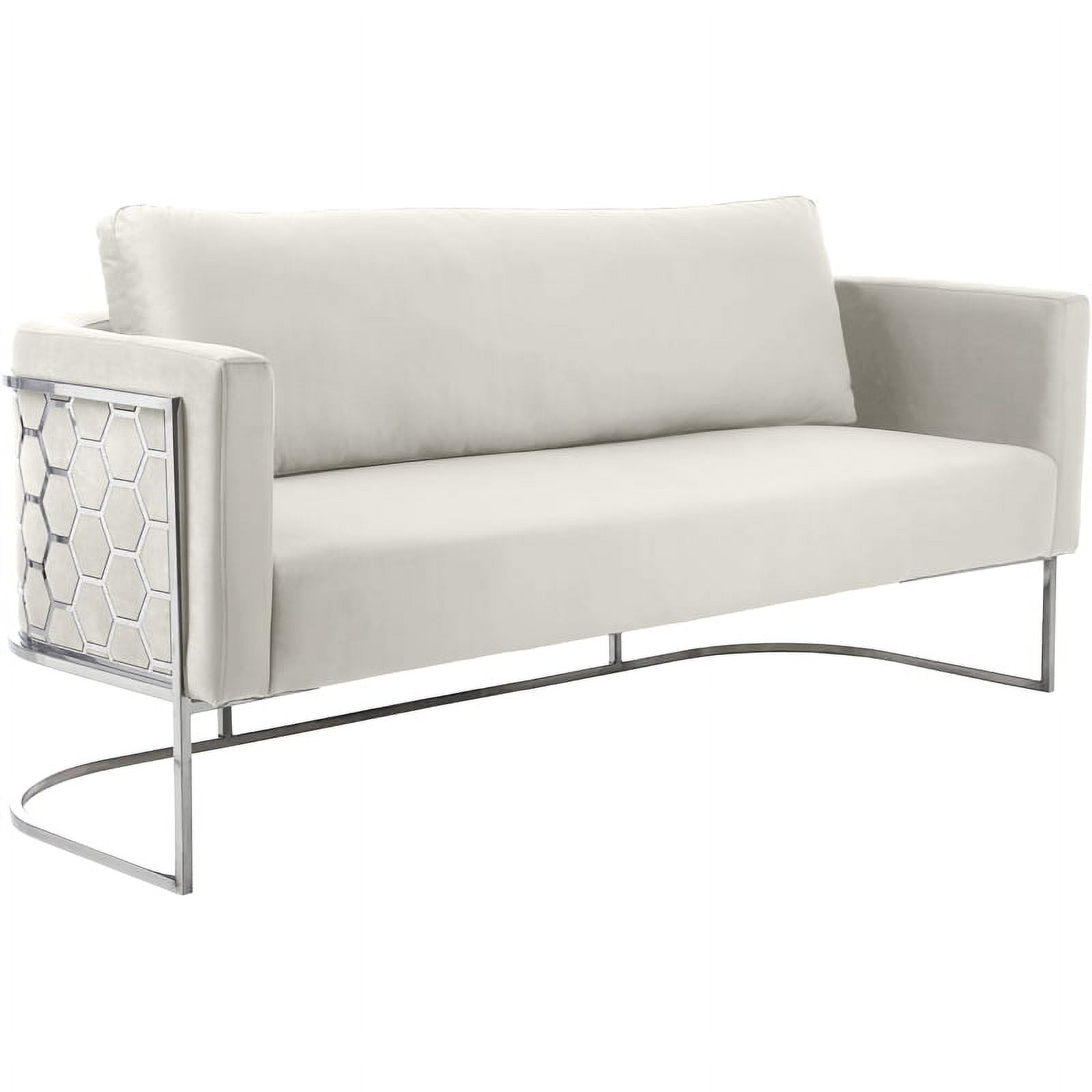 Meridian Furniture Casa Cream Velvet Upholstereded Sofa