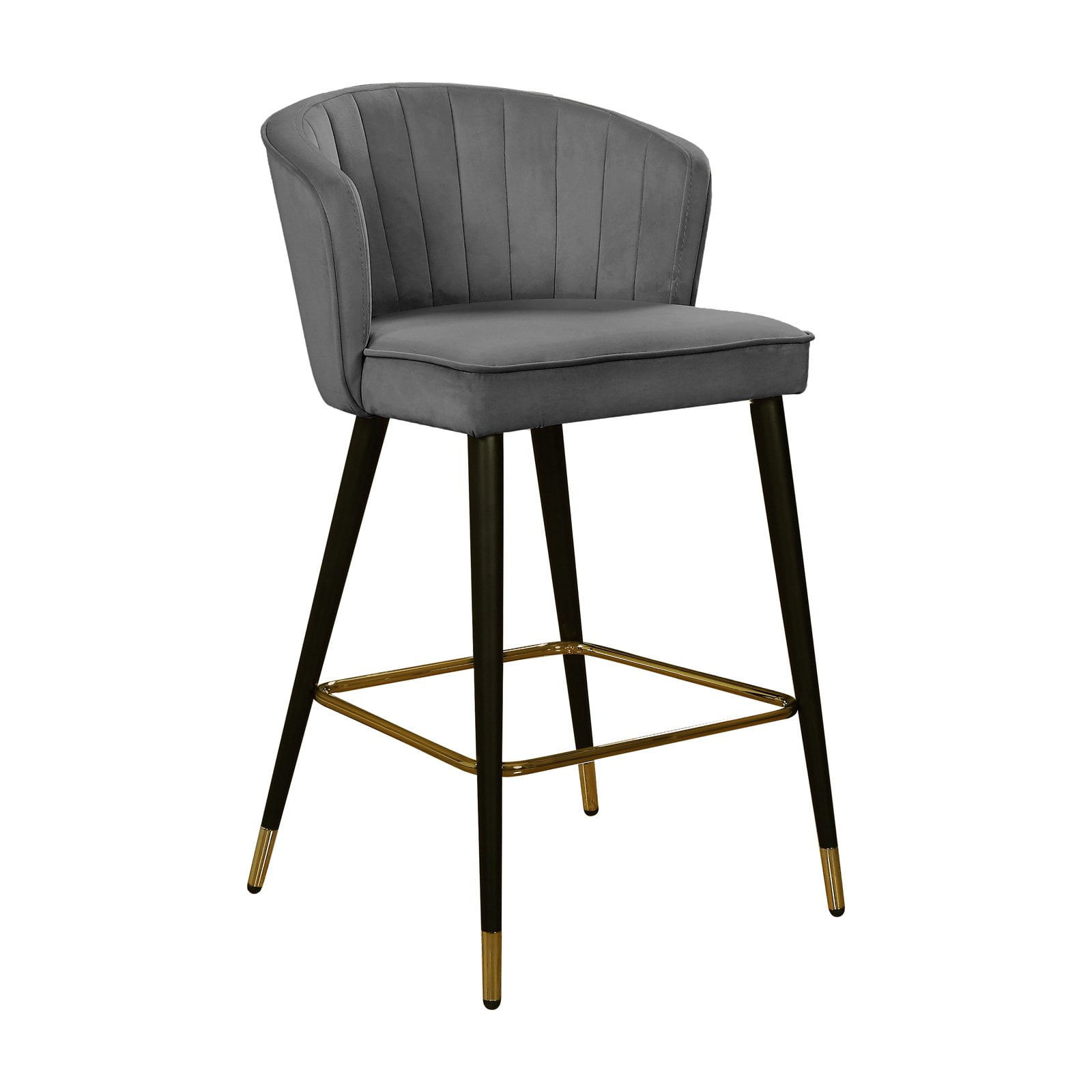 Meridian Furniture Cassie 28"H Velvet Counter Stool in Gray (Set of 2)