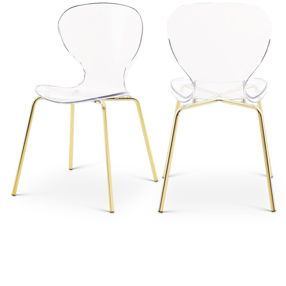 Meridian Furniture Clarion 18"H Metal Dining Chair in Gold (Set of 2)