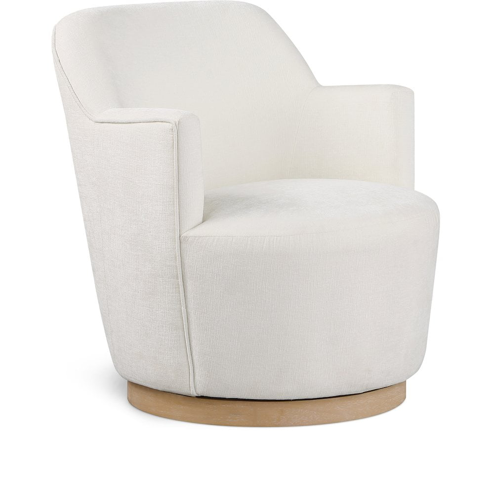 Meridian Furniture Clarita Cream Chenille Fabric Swivel Accent Chair