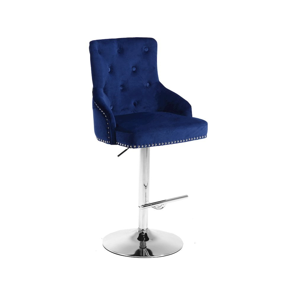 Meridian Furniture Claude 34.5"H Velvet Adjustable Bar Stool in Navy