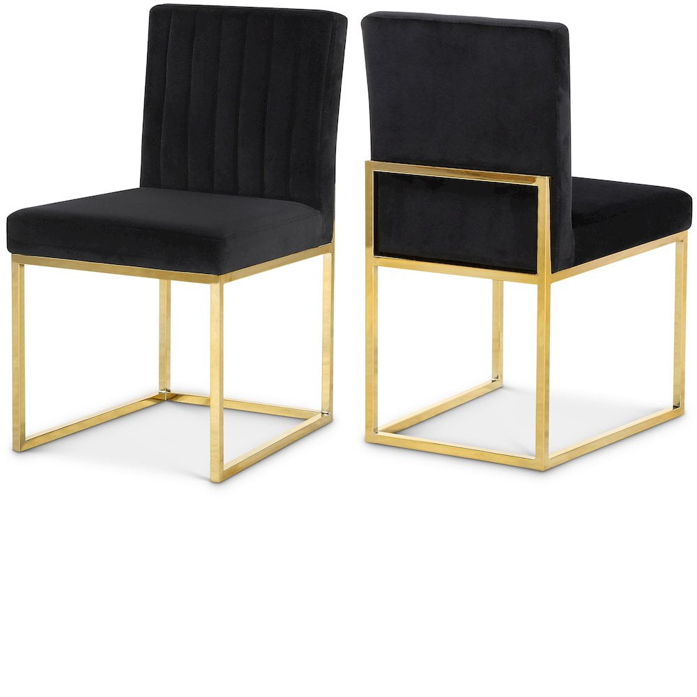 Meridian Furniture Contemporary Giselle Velvet Dining Chair in Black (Set of 2)