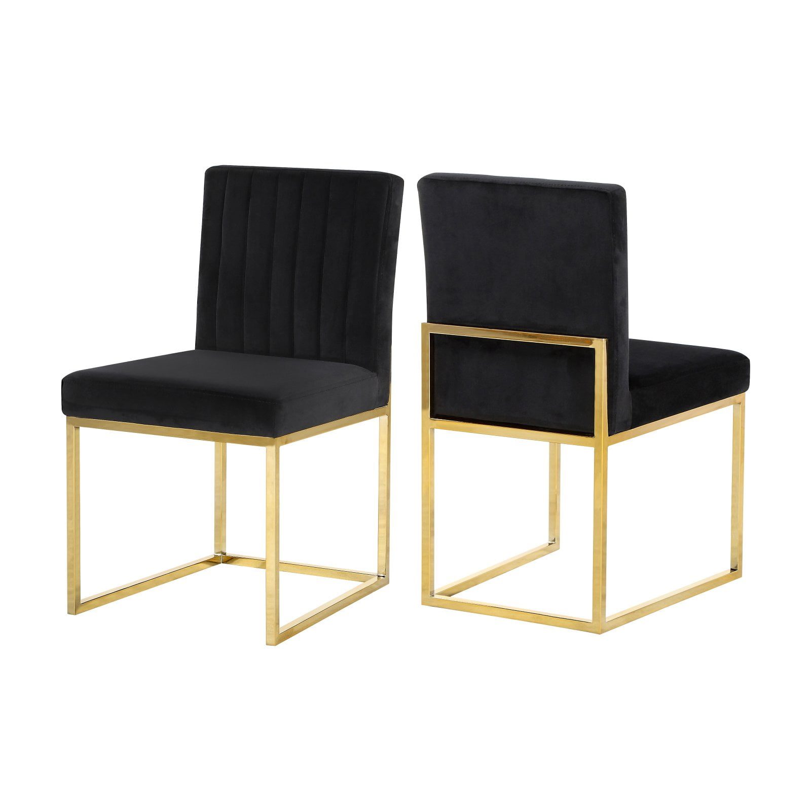 Meridian Furniture Contemporary Giselle Velvet Dining Chair in Black (Set of 2)