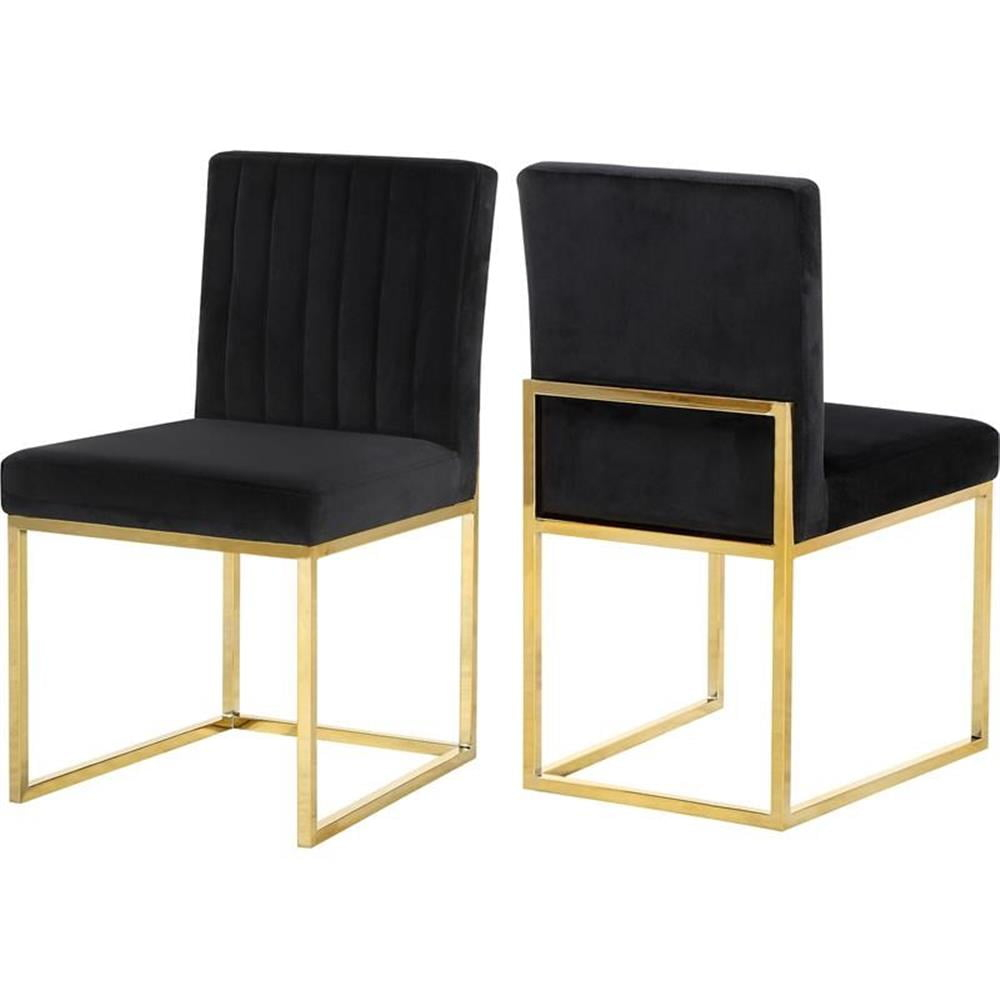 Meridian Furniture Contemporary Giselle Velvet Dining Chair in Black (Set of 2)