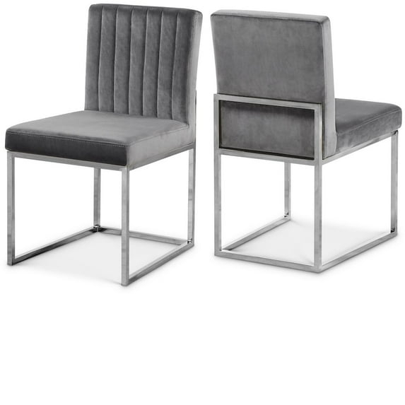 Meridian Furniture Contemporary Giselle Velvet Dining Chair in Gray (Set of 2)