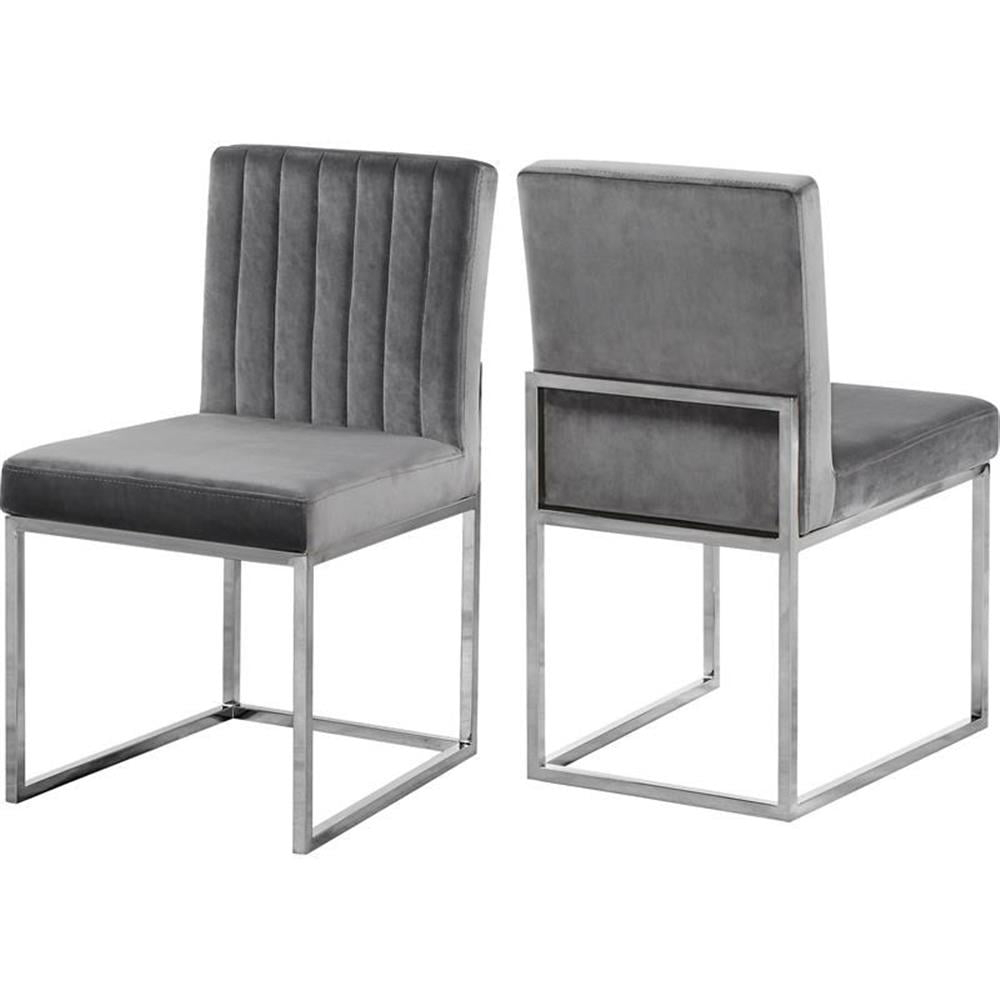 Meridian Furniture Contemporary Giselle Velvet Dining Chair in Gray (Set of 2)