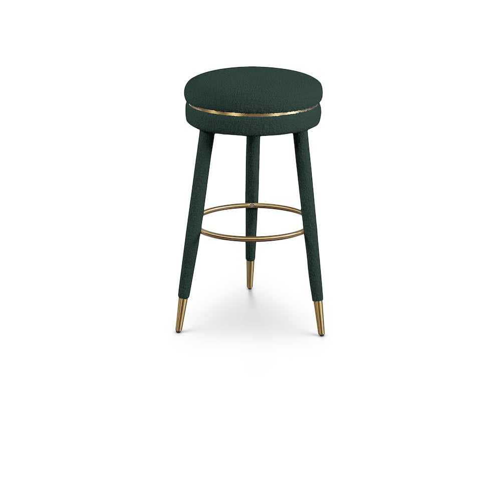 Meridian Furniture Coral Green Boucle Fabric Bar Stool