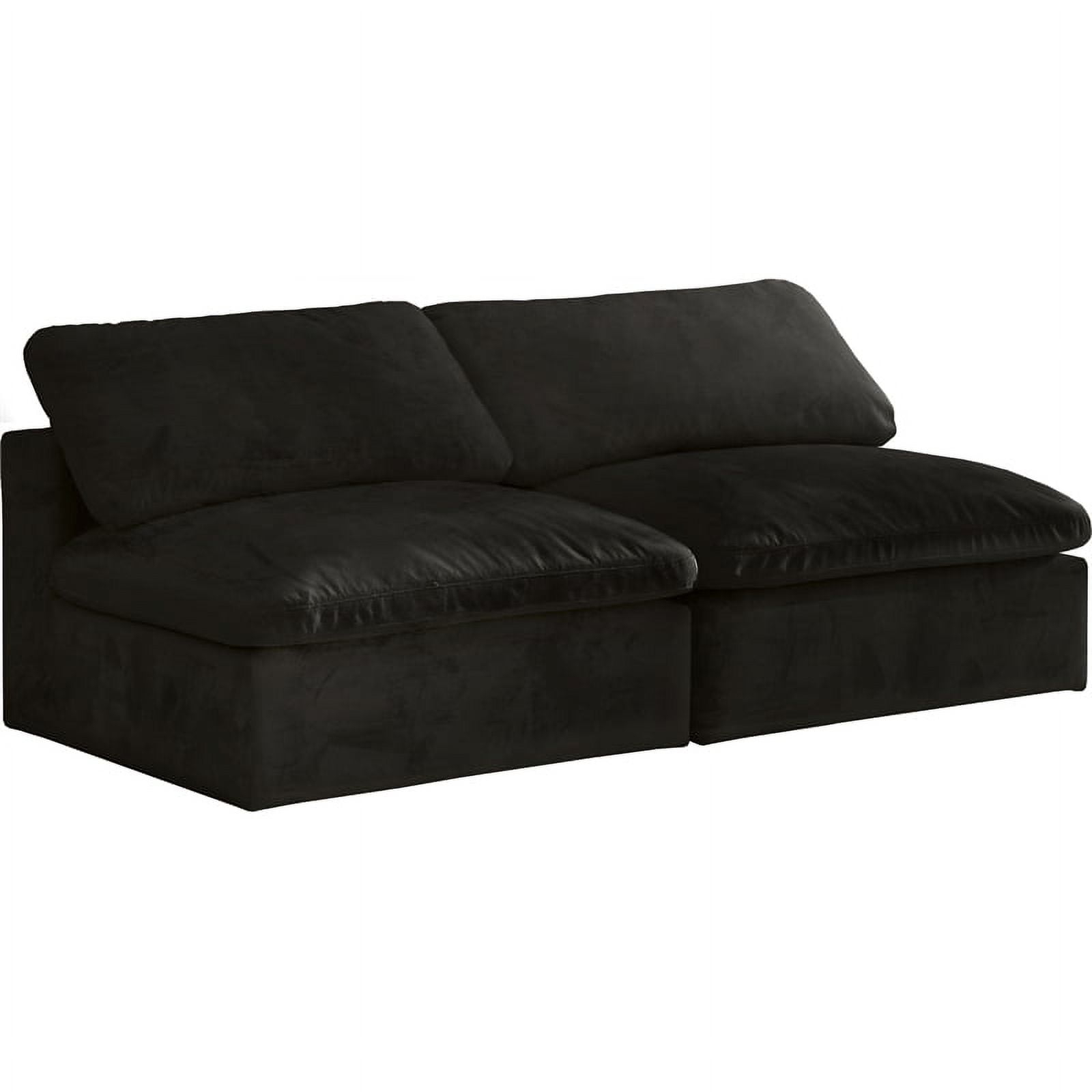 Meridian Furniture Cozy Black Velvet Modular Armless Loveseat