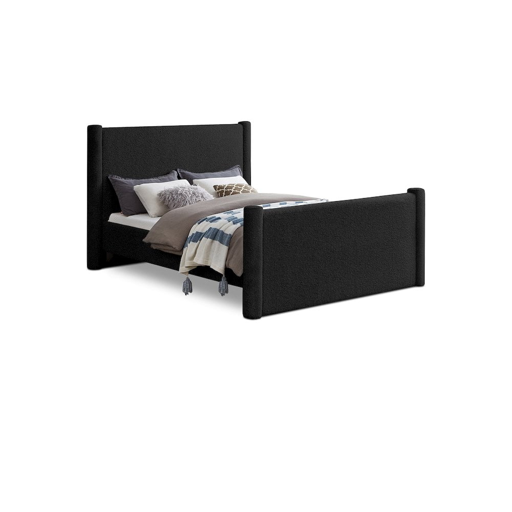 Meridian Furniture Elias Black Boucle Fabric Queen Bed